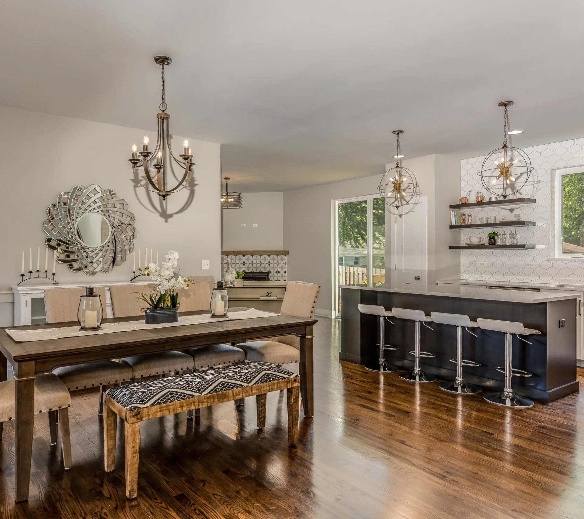 Modern dining and kitchen area