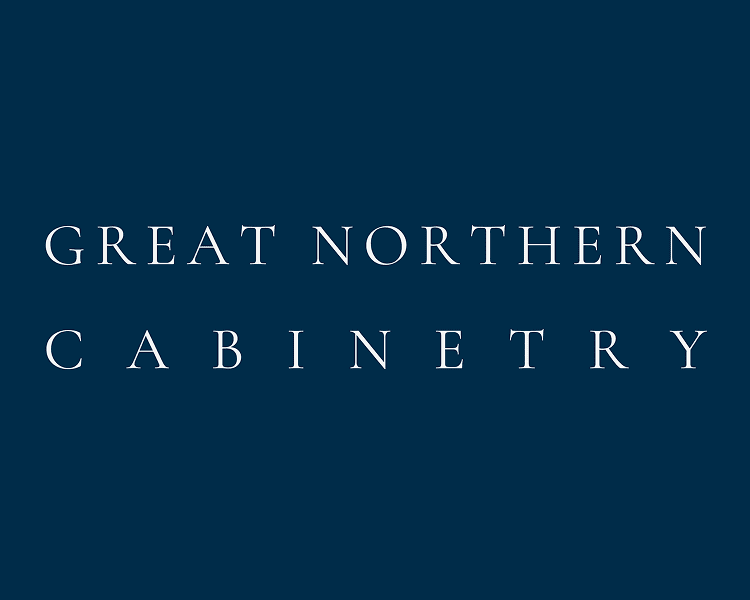 Logo of Great Northern Cabinetry on a dark blue background.