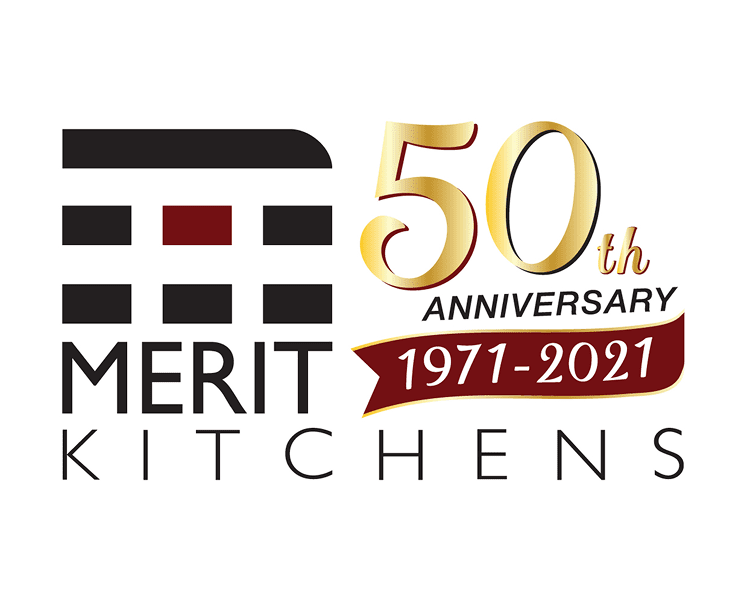 Merit Kitchens 50th anniversary logo marking 1971-2021.